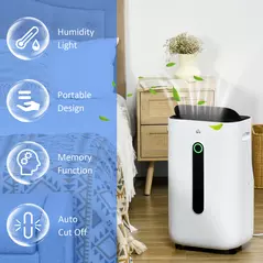 HOMCOM 6500mL Portable Dehumidifier with Air Purifier Filter, 24H Timer, 4 Modes, 22L/Day, for Home Laundry Basement - 8