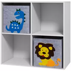 ZONEKIZ Kids Toy Box with Two Non-Woven Fabric Drawers, 61.8 x 29.9 x 61.8cm - White - 1