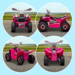 HOMCOM 6V Quad Bike with Wear-Resistant Wheels, Forward Backward Function, for Ages 18-36 Months, Pink - 7