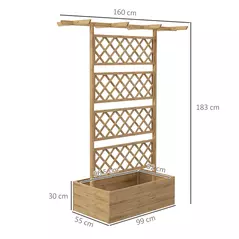Outsunny Wooden Trellis Planter Box, Raised Garden Bed to Grow Vegetables, Herbs and Flowers, Natural Tone - 3
