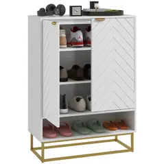 HOMCOM Shoe Storage Cabinet, Modern Shoe Cupboard with Open Shelf, Adjustable Shelf, 6 Vents, Shoe Rack for 12 Pairs of Shoes - 1