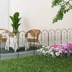 Outsunny Set of Five Decorative Heart Metal Fence Panels - Black - 2