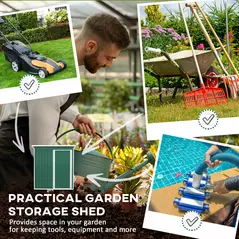 Outsunny 5 x 3ft Garden Storage Shed with Sliding Door and Sloped Roof Outdoor Equipment Tool, Green - 6