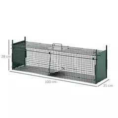 PawHut Two-Door Live Trap for Small Animals, Animal Trap for Rat, Mice - Dark Green - 3