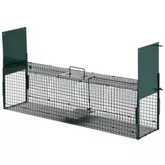 PawHut Two-Door Live Trap for Small Animals, Animal Trap for Rat, Mice - Dark Green - 1