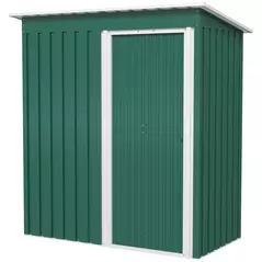 Outsunny 5 x 3ft Garden Storage Shed with Sliding Door and Sloped Roof Outdoor Equipment Tool, Green - 1