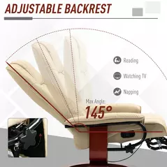 HOMCOM Reclining Swivel Chair, with Footrest - Cream White - 4