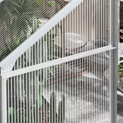 Outsunny 6 x 6ft Walk-In Greenhouse, Polycarbonate Greenhouse with Sliding Door, Window, Aluminium Frame, Foundation, Silver - 9