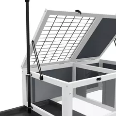 PawHut Tortoise Table with Adjustable Lamp Holder, Wooden Tortoise House w/ Openable Lids, Pull-Out Trays - Grey - 9