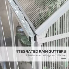 Outsunny 6 x 6ft Walk-In Greenhouse, Polycarbonate Greenhouse with Sliding Door, Window, Aluminium Frame, Foundation, Silver - 7