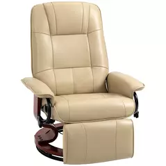 HOMCOM Reclining Swivel Chair, with Footrest - Cream White - 1