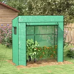 Outsunny 77 x 196cm Walk-In Greenhouse, with Accessories - 2