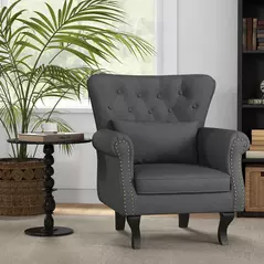 HOMCOM Chesterfield-Style Accent Chair - Grey - 2