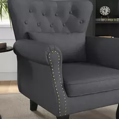 HOMCOM Chesterfield-Style Accent Chair - Grey - 9