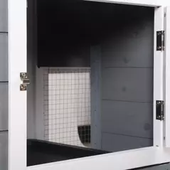 PawHut Wooden 2-Tier Rabbit Hutch w/ Tray Ramp Grey - 8