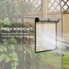 Outsunny Polytunnel Greenhouse Walk-in Grow House with Plasric Cover, Door, Mesh Window and Steel Frame, 3 x 2 x 2m, Clear - 6