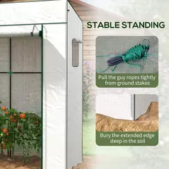 Outsunny PE Cover Walk-in Outdoor Greenhouse, White - 7