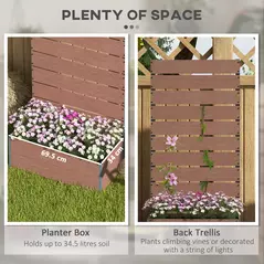 Outsunny 34 x 69.5cm Garden Planter Box, with Back Trellis, Brown - 4