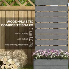 Outsunny 34 x 69.5cm Garden Planter Box, with Back Trellis, Grey - 5