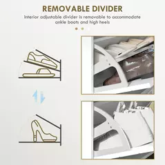 HOMCOM Narrow Shoe Storage Cabinet, Slim Shoe Cupboard with 4 Flip Drawers, Adjustable Shelf, Shoe Rack for 16 Pairs of Shoes - 6