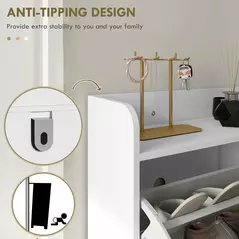 HOMCOM Narrow Shoe Storage Cabinet, Slim Shoe Cupboard with 4 Flip Drawers, Adjustable Shelf, Shoe Rack for 16 Pairs of Shoes - 8