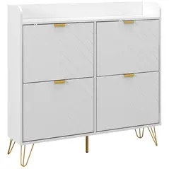 HOMCOM Narrow Shoe Storage Cabinet, Slim Shoe Cupboard with 4 Flip Drawers, Adjustable Shelf, Shoe Rack for 16 Pairs of Shoes - 1