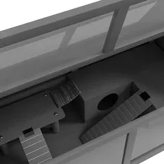 PawHut Hamster Cage, Wooden Small Animal Cage for Gerbils, Mice w/ Suspension Bridge, Openable Top, Hut, 85 x 45 x 44cm - Grey - 8