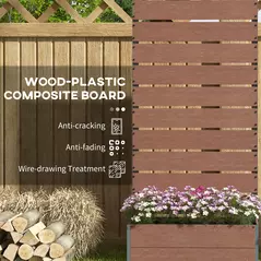 Outsunny 34 x 69.5cm Garden Planter Box, with Back Trellis, Brown - 5