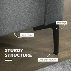 HOMCOM Two-Seater Sofa, with Steel Legs - Grey - 6