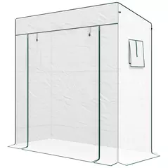 Outsunny PE Cover Walk-in Outdoor Greenhouse, White - 1