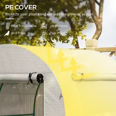 Outsunny Walk in Polytunnel Greenhouse, Green House for Garden with Roll-up Window and Door, 1.8 x 1.8 x 2 m, White - 4