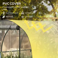 Outsunny Polytunnel Greenhouse Walk-in Grow House with Plasric Cover, Door, Mesh Window and Steel Frame, 3 x 2 x 2m, Clear - 4