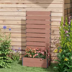 Outsunny 34 x 69.5cm Garden Planter Box, with Back Trellis, Brown - 7