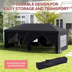 Outsunny Outsunny 3 x 6 m Garden Pop Up Gazebo, Wedding Party Tent Marquee, Water Resistant Awning Canopy with Sidewalls, Windows, Carry Bag, Grey - 5