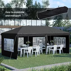 Outsunny 3 x 6m Pop-Up Gazebo, with Removable Walls - Black - 4