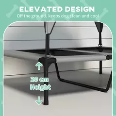 PawHut Cooling Raised Pet Bed w/ Washable Breathable Mesh, for Medium, Large Dogs, 91 x 76 x 89cm - Light Grey - 7