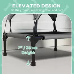 PawHut Cooling Raised Pet Bed w/ Washable Breathable Mesh, for Small Medium Dogs, 76 x 61 x 69.5cm - Light Grey - 7