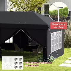 Outsunny Outsunny 3 x 6 m Garden Pop Up Gazebo, Wedding Party Tent Marquee, Water Resistant Awning Canopy with Sidewalls, Windows, Carry Bag, Grey - 6