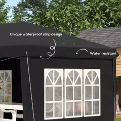 Outsunny 3 x 6m Pop-Up Gazebo, with Removable Walls - Black - 6
