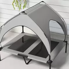 PawHut Cooling Raised Pet Bed w/ Washable Breathable Mesh, for Medium, Large Dogs, 91 x 76 x 89cm - Light Grey - 8