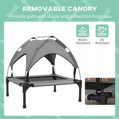 PawHut Cooling Raised Pet Bed w/ Washable Breathable Mesh, for Small Medium Dogs, 76 x 61 x 69.5cm - Light Grey - 5