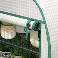 Outsunny 4 Tier Mini Greenhouse for Outdoor, Portable Gardening Plant Green House with Storage Shelf, Roll-Up Zipped Door, Metal Frame and PE Cover, 80 x 49 x 160cm, White - 8