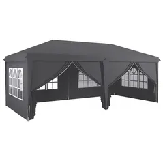 Outsunny Outsunny 3 x 6 m Garden Pop Up Gazebo, Wedding Party Tent Marquee, Water Resistant Awning Canopy with Sidewalls, Windows, Carry Bag, Grey - 1