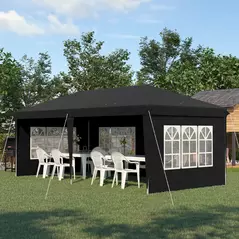 Outsunny 3 x 6m Pop-Up Gazebo, with Removable Walls - Black - 2
