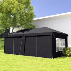 Outsunny Outsunny 3 x 6 m Garden Pop Up Gazebo, Wedding Party Tent Marquee, Water Resistant Awning Canopy with Sidewalls, Windows, Carry Bag, Grey - 2