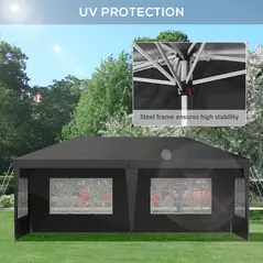 Outsunny 3 x 6m Pop-Up Gazebo, with Removable Walls - Black - 7