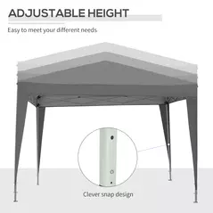 Outsunny 3 x 3 m Garden Pop Up Gazebo, Wedding Party Tent Marquee, Water Resistant Awning Canopy with Sidewalls, Windows, Carry Bag, Grey - 9