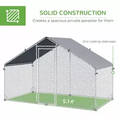 PawHut Large Chicken Coop, Galvanised Walk In Chicken Coop Hen House w/ Water-Resist Cover, 3 x 1.7 x 1.9m - 6