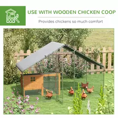 PawHut Large Chicken Coop, Galvanised Walk In Chicken Coop Hen House w/ Water-Resist Cover, 3 x 1.7 x 1.9m - 5