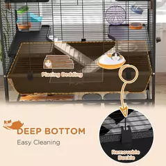 PawHut Large Hamster Cage, Gerbil Cage with Tubes, Storage Shelf, Ramps, Platforms, Running Wheel - Black - 6